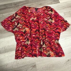Lane Bryant Red and Orange Chevron Blouse